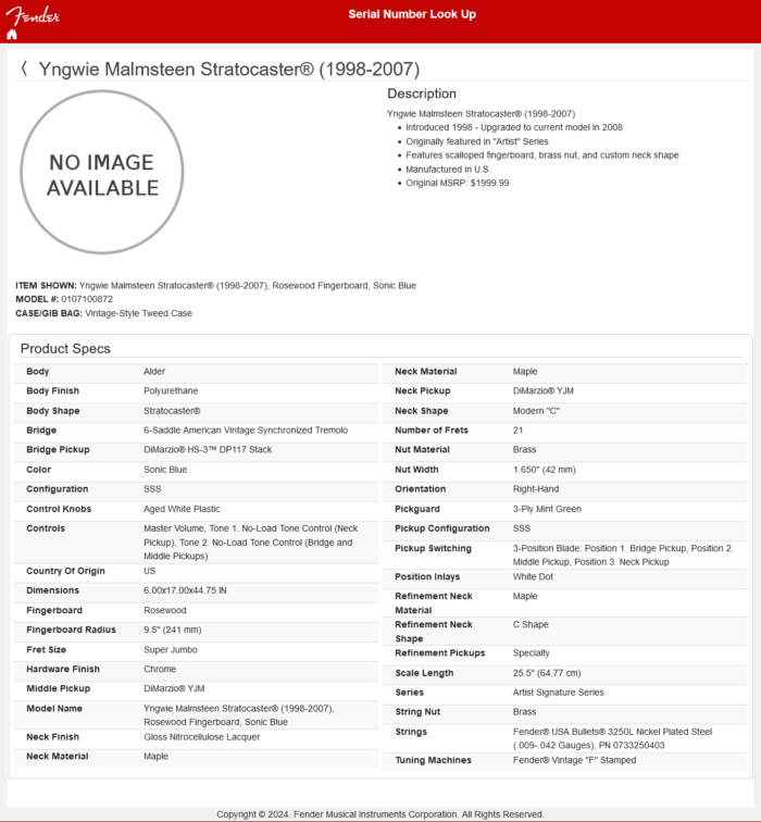 Fender Yngwie Malmsteen Stratocaster® (1998-2007) – Bild 15