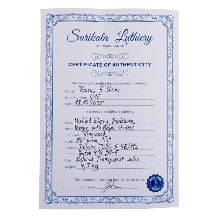 Surikata Luthiery Masterbuilt -Taurus 5 String Bass – Bild 16